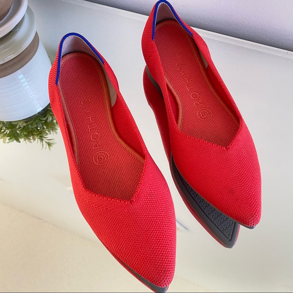 Rothys The Point Flame Red Classic Comfort Womens Flats Size 6.5